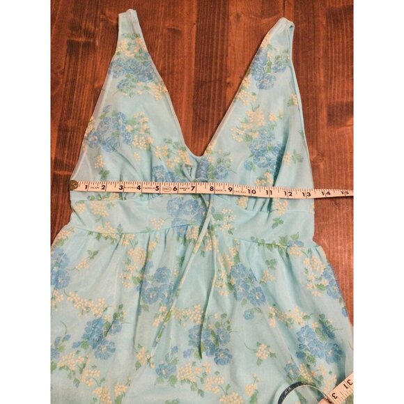Vintage Chic Lingerie Co Womens Night Gown Dress Size M Floral Sheer Overlay Sle - Picture 9 of 9